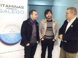 Pedro Telmo, Marcos Pena e Enrique Sanfiz na presentación da campaña en Arzúa