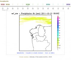 Mapa de previsión de precipitacións para esta semán - Fonte Meteogalicia.org